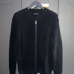 Mens AllSaints Zip Up Cardigan (KARGG ZIP THROUGH) Black Size Small.